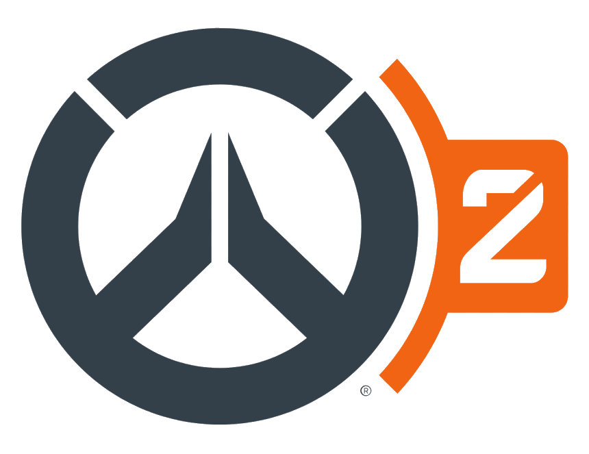 Overwatch 2 logo with peace symbol in the center and orange number 2 on the right side.