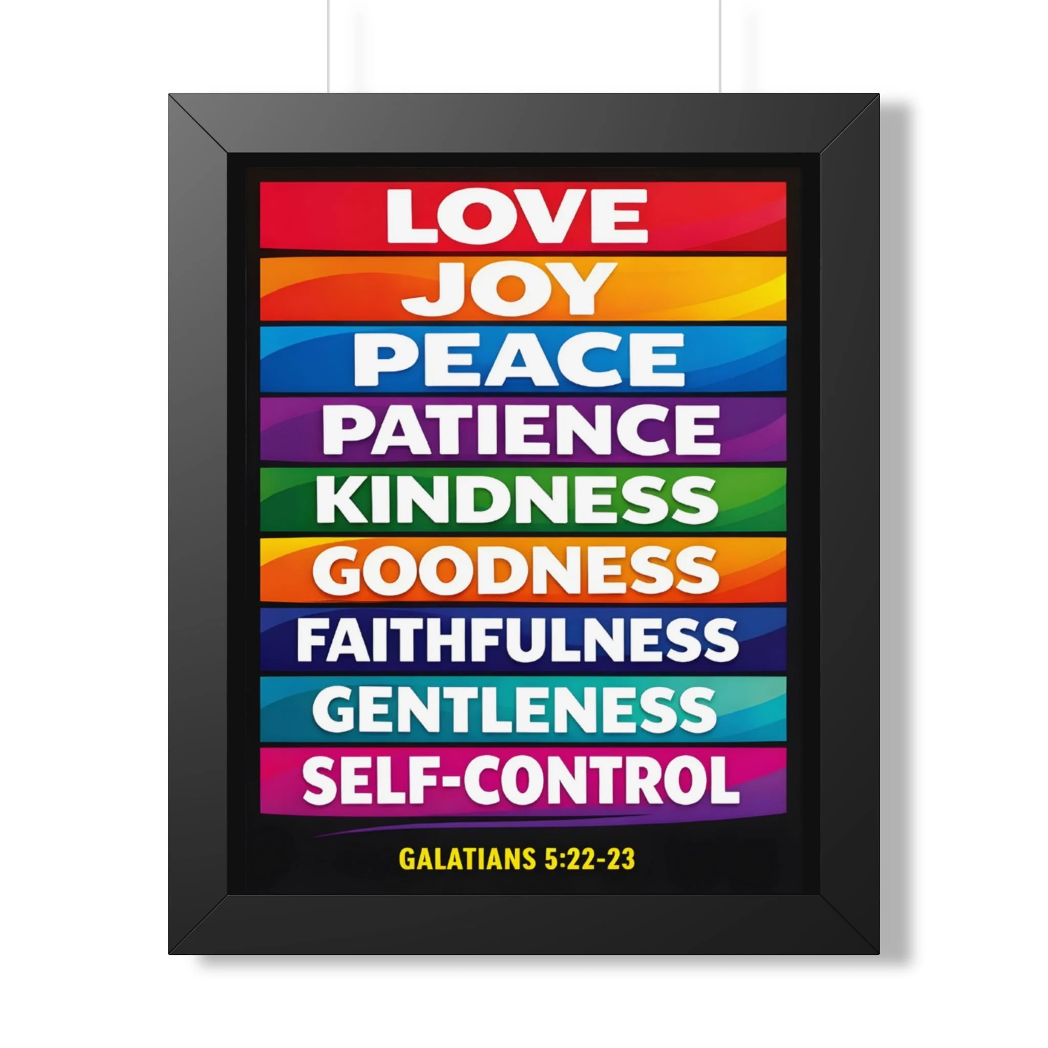Framed Poster - Galatians 5:22-23 Fruit of the Spirit Rainbow Wall Art