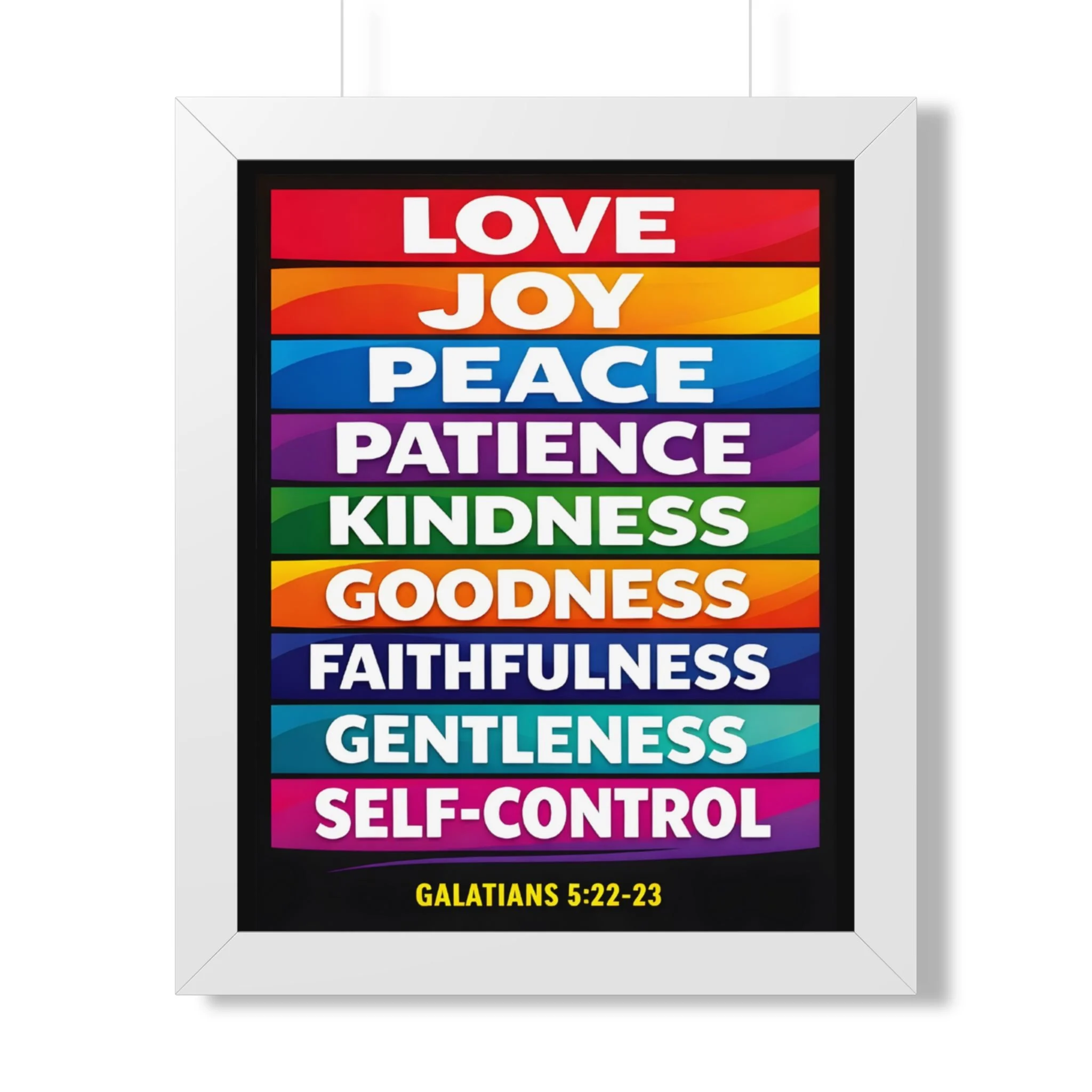 Framed Poster - Galatians 5:22-23 Fruit of the Spirit Rainbow Wall Art