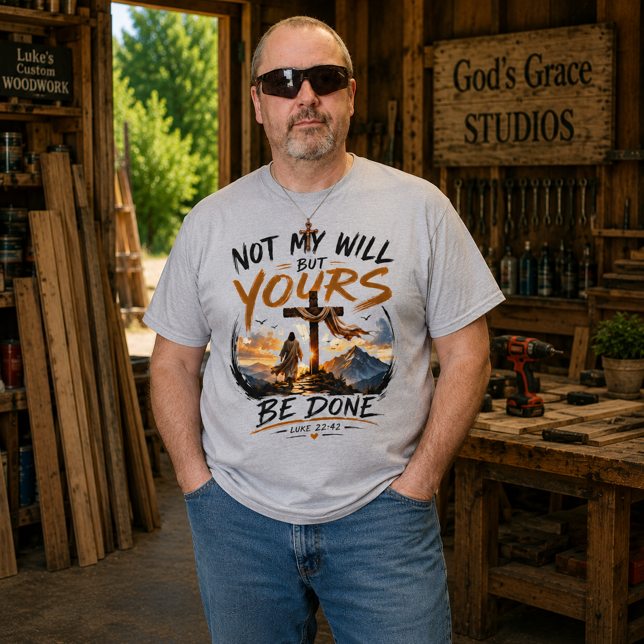 Not My Will But Yours Be Done Tee – Christian Cross Faith T-Shirt (Luke 22:42)