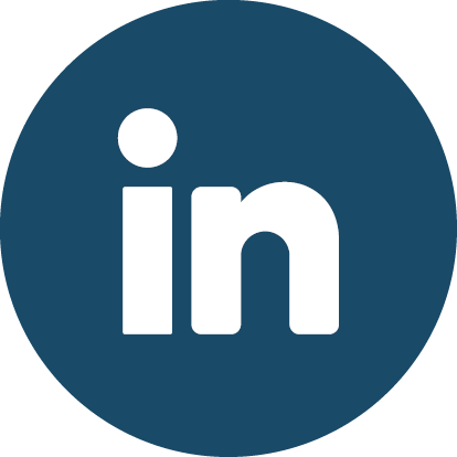 Logo LinkedIn blanc sur fond bleu foncé circular