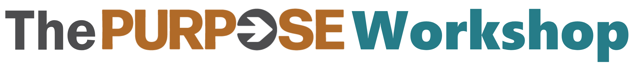 Text logo that reads 'The PURPOSE Workshop' with the word 'PURPOSE' stylized with a arrow icon forming the letter 'O'.