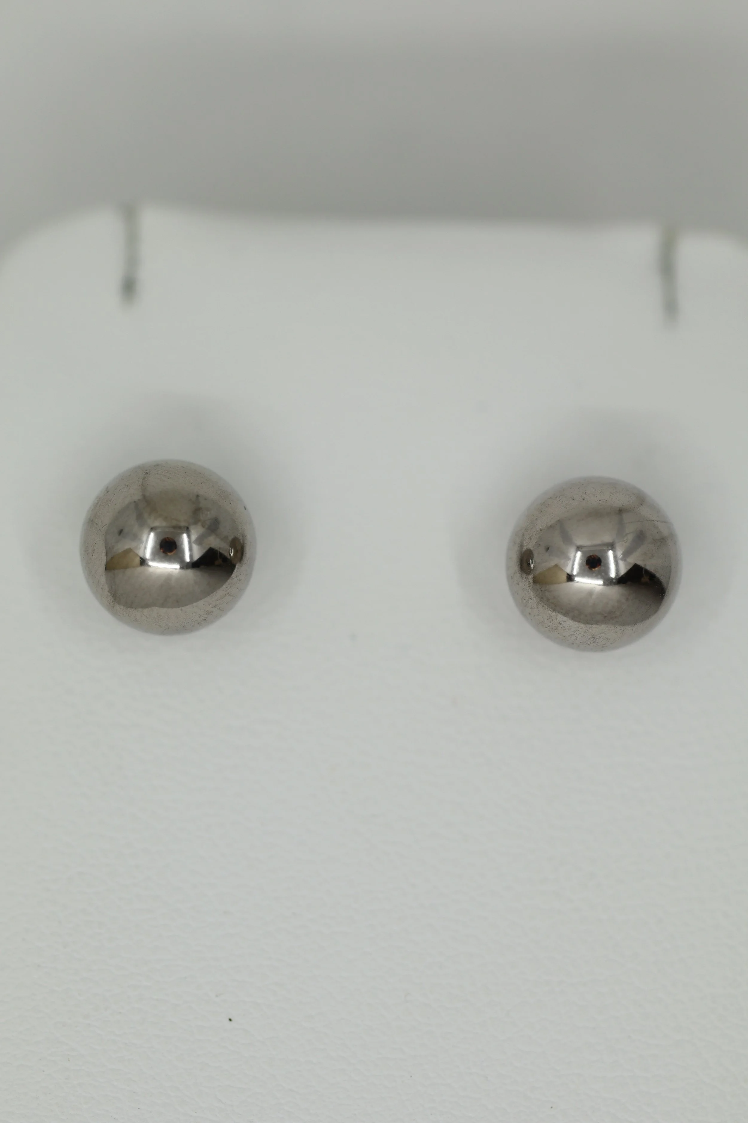 White Gold Ball Stud Earrings