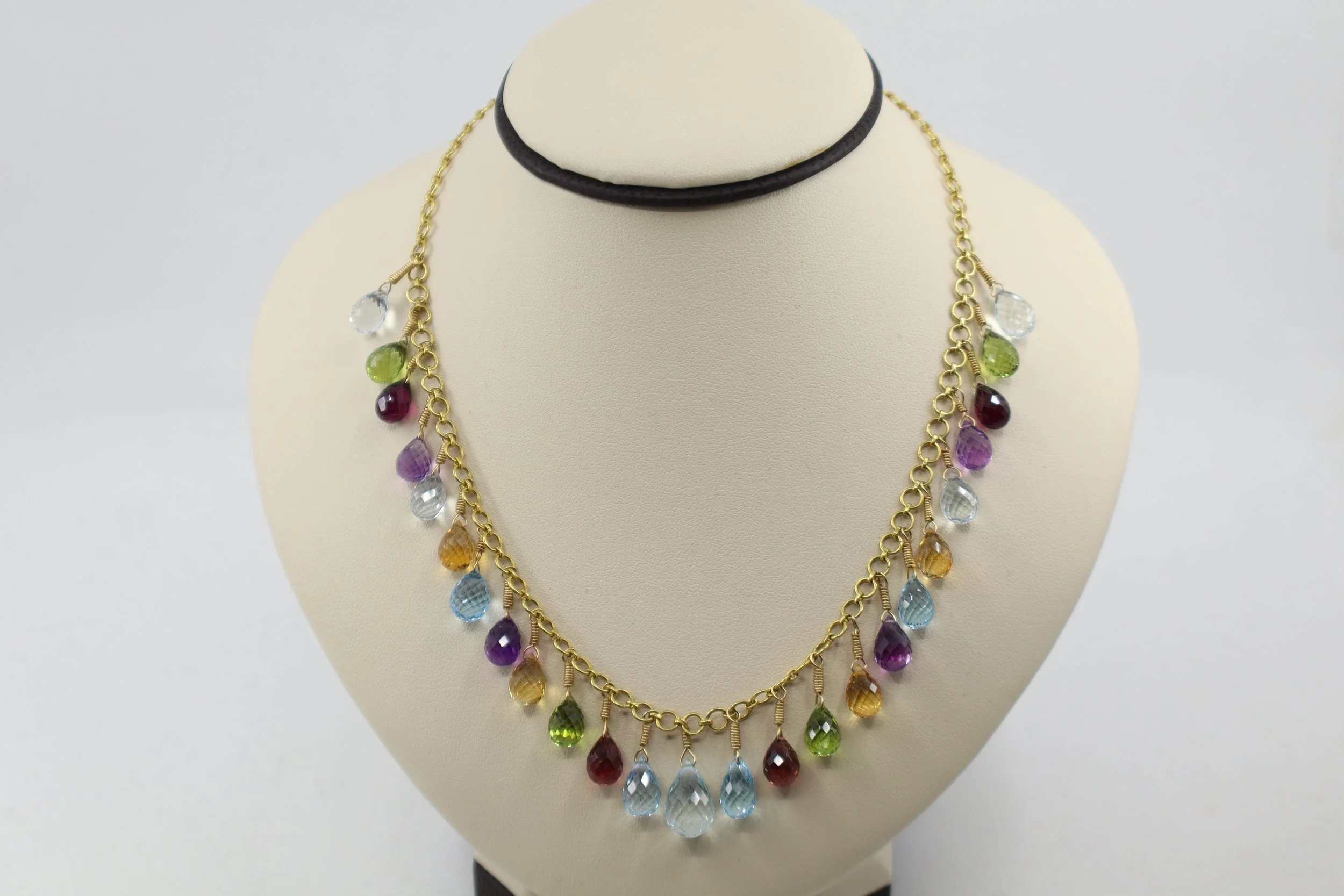 Multicolor Gemstone Drop Necklace