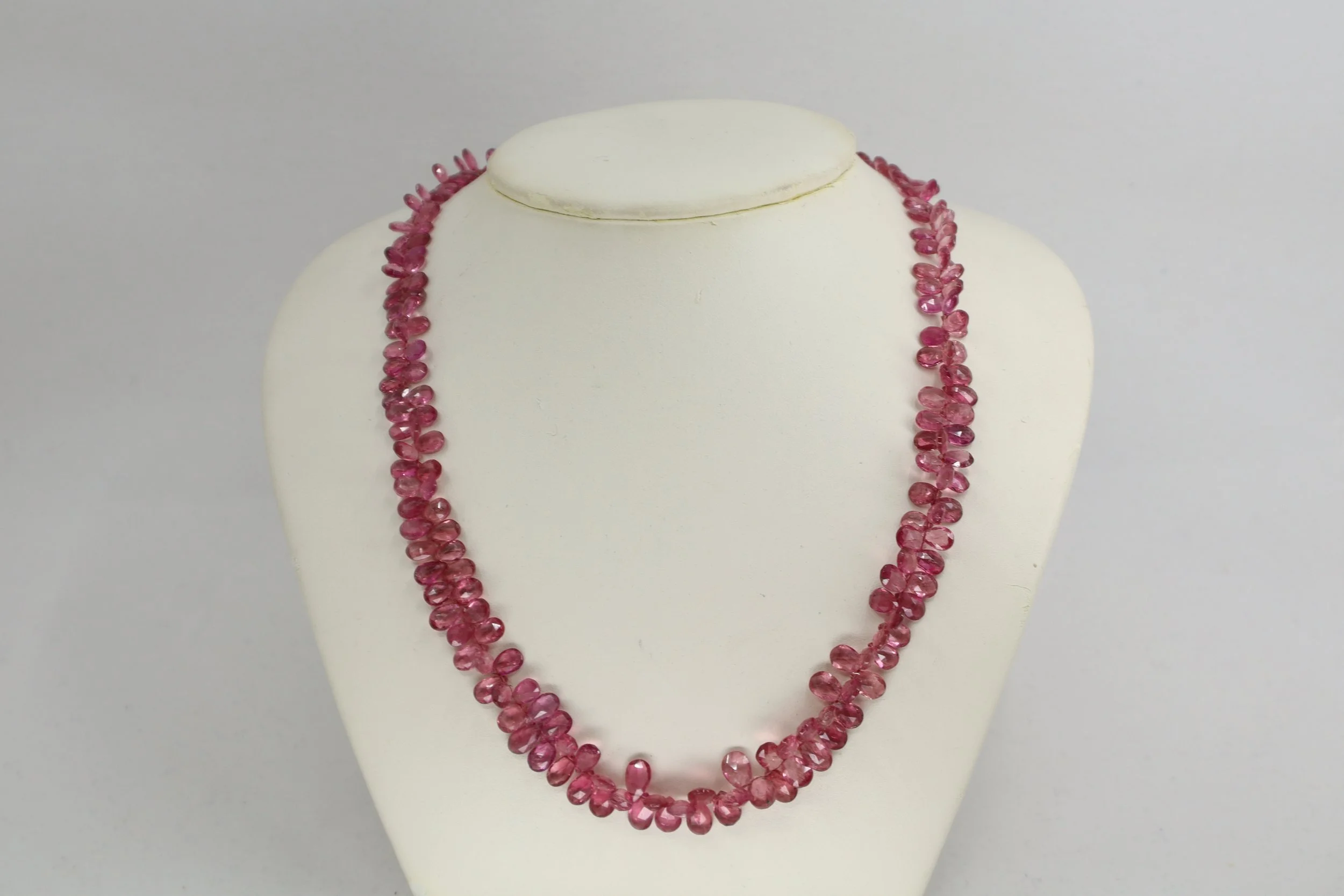 Hand-Cut Pink Tourmaline Bead Necklace