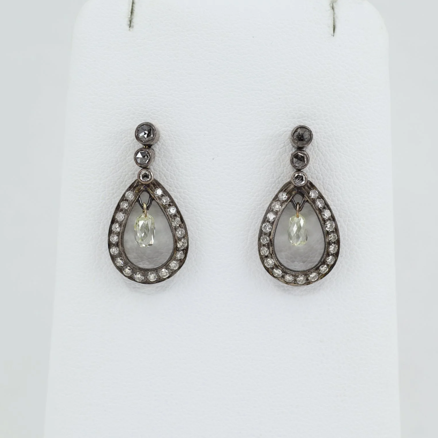 Antique Diamond Teardrop Earrings
