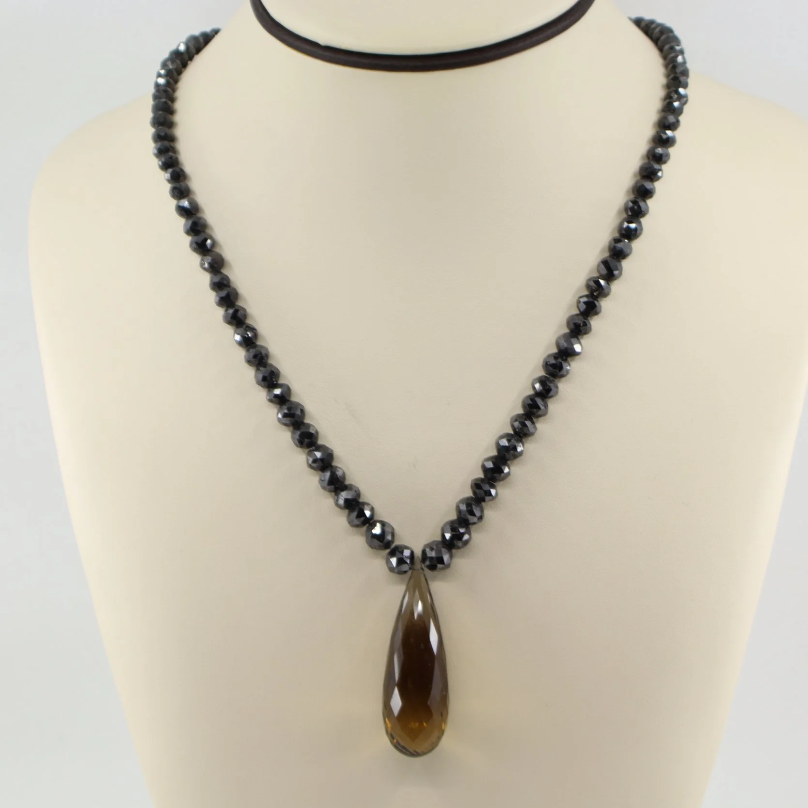 Black Diamond Citrine Drop Necklace