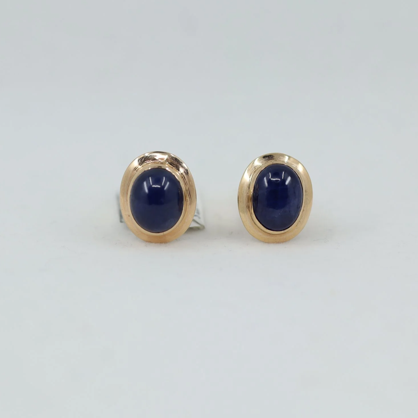 Natural Sapphire Cabochon  18 KT Gold Cufflinks