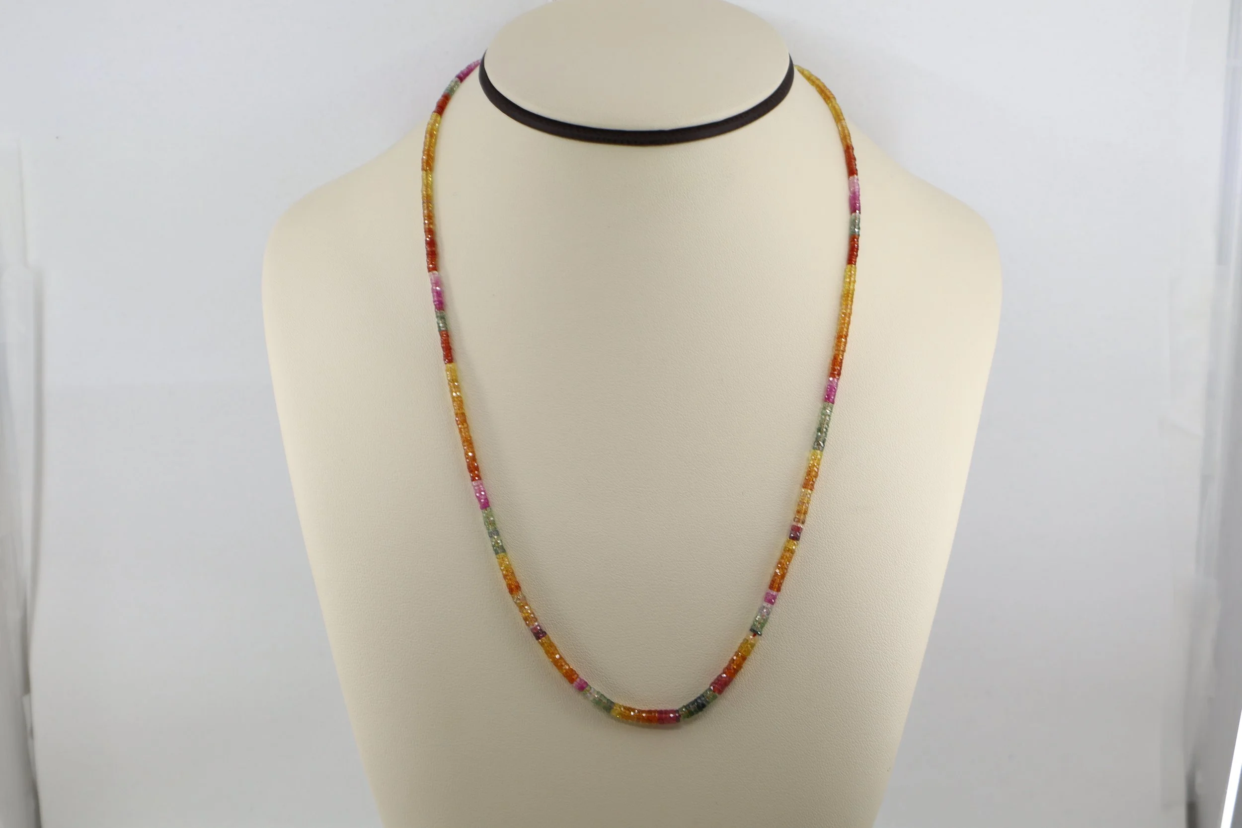 Faceted Multicolor Sapphire Bead Necklace