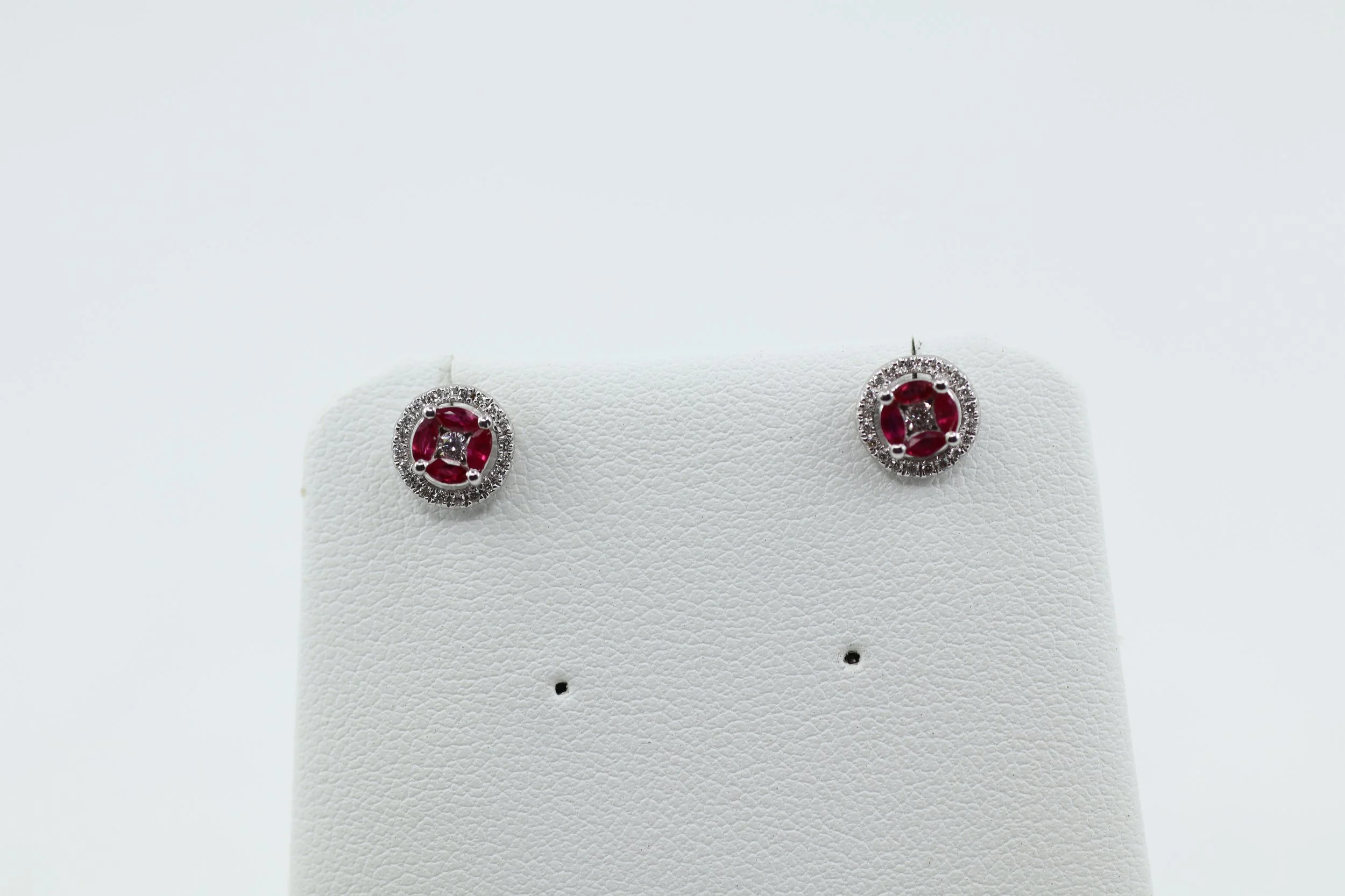 Ruby Circle Halo Stud Earrings