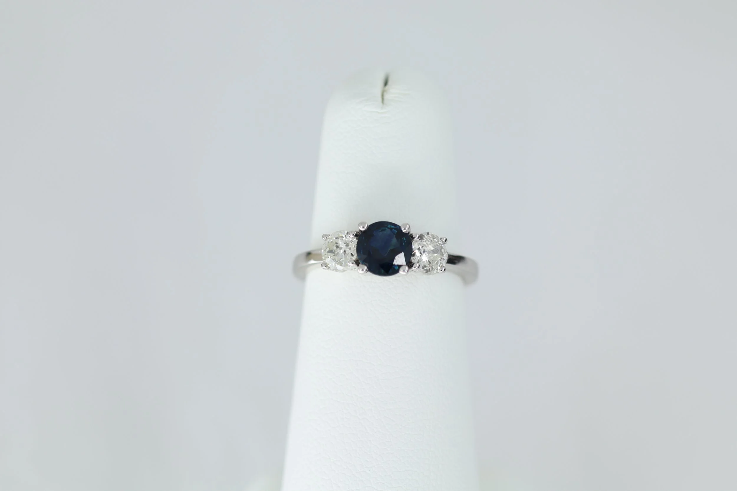 Sapphire and Diamond Three-Stone Ring