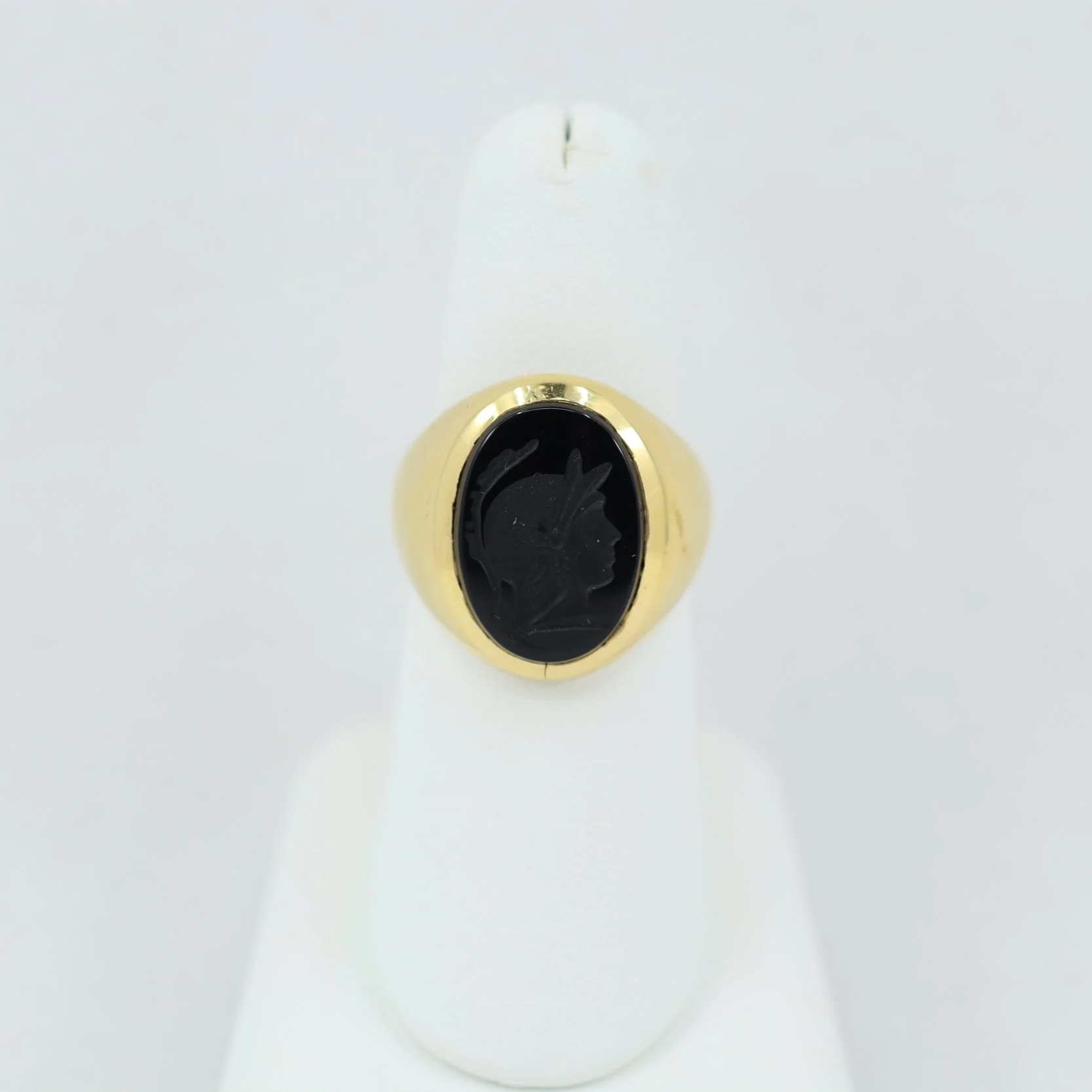 Black Onyx Crest Signet Ring