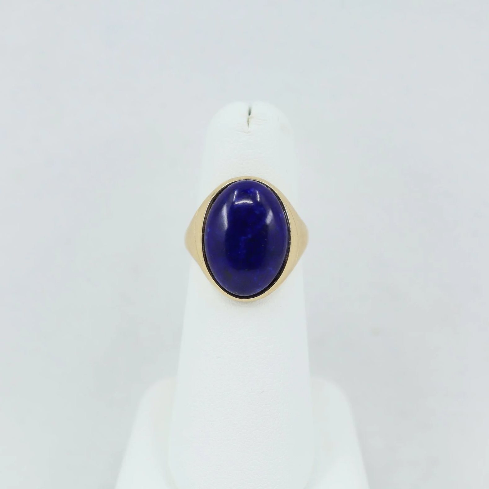 Oval Cabochon Lapis Signet Ring