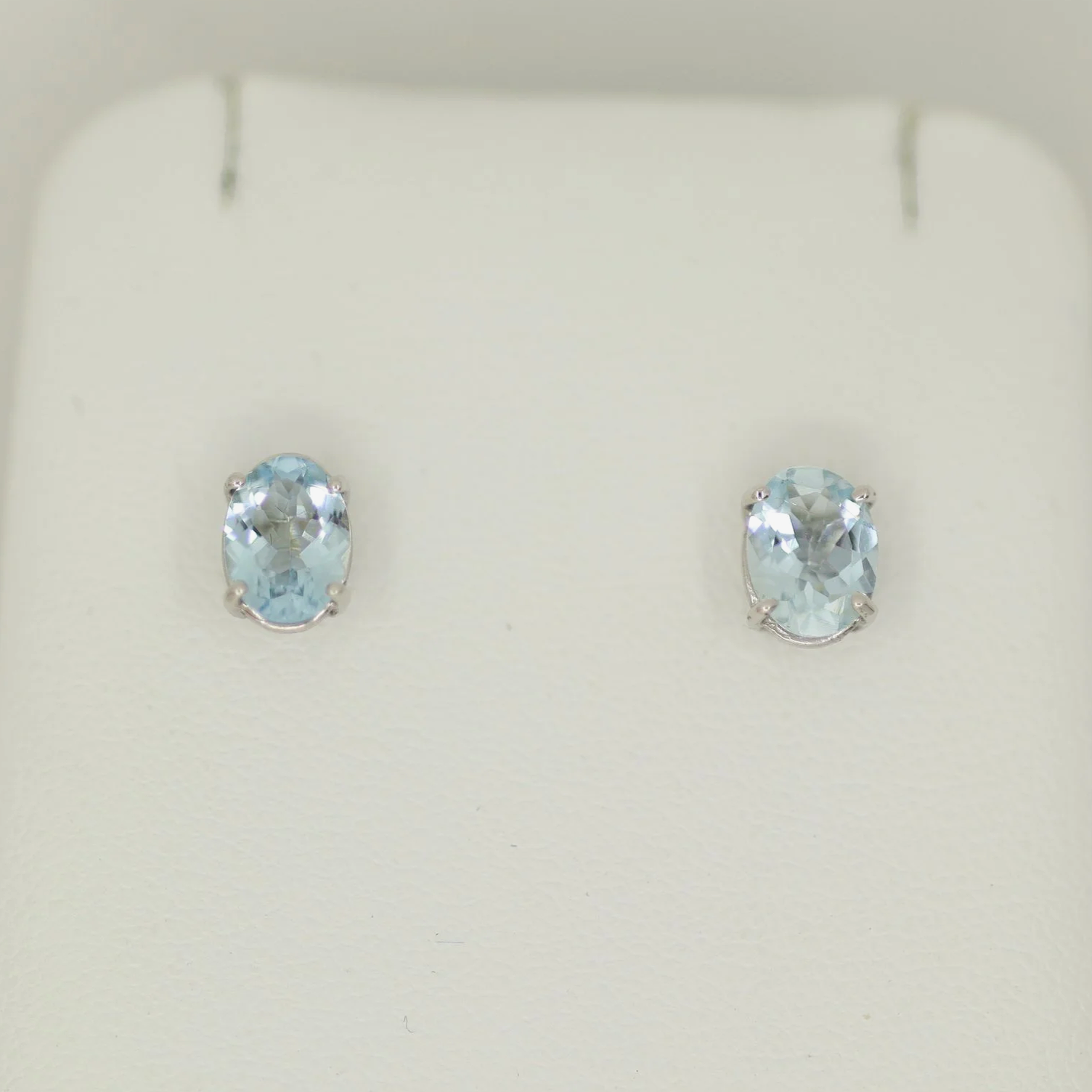 Oval Aquamarine Stud Earrings