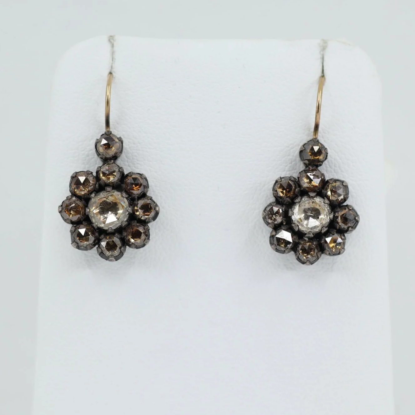 Champagne Diamond Floral Cluster Earrings