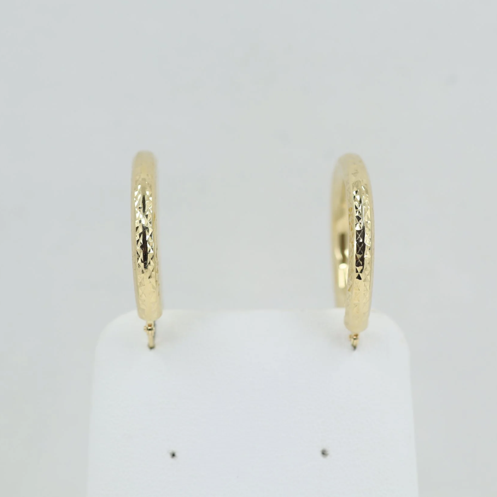 Textured Yellow Gold Hoop Earrings