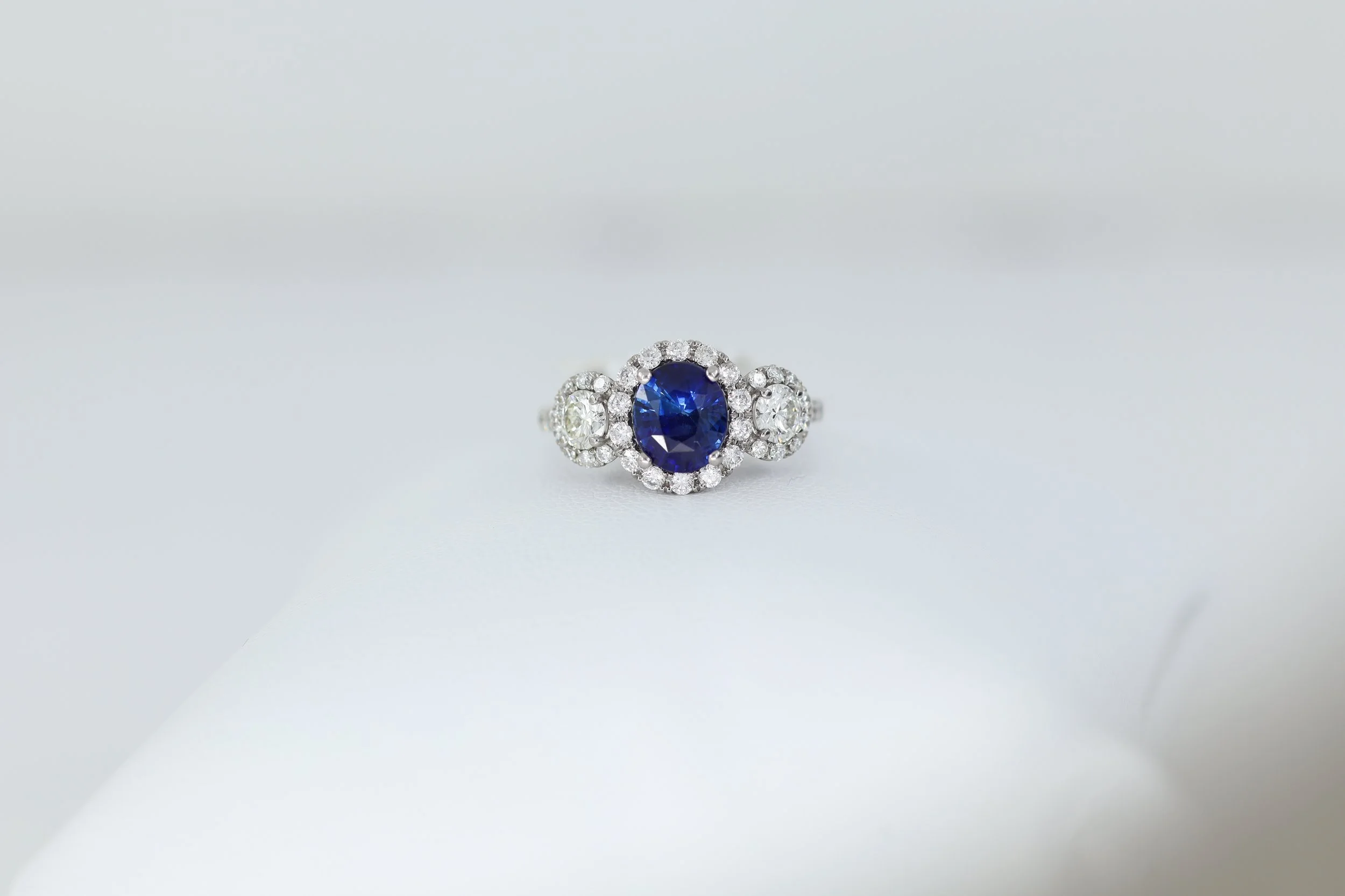 Sapphire and Diamond Cluster Ring