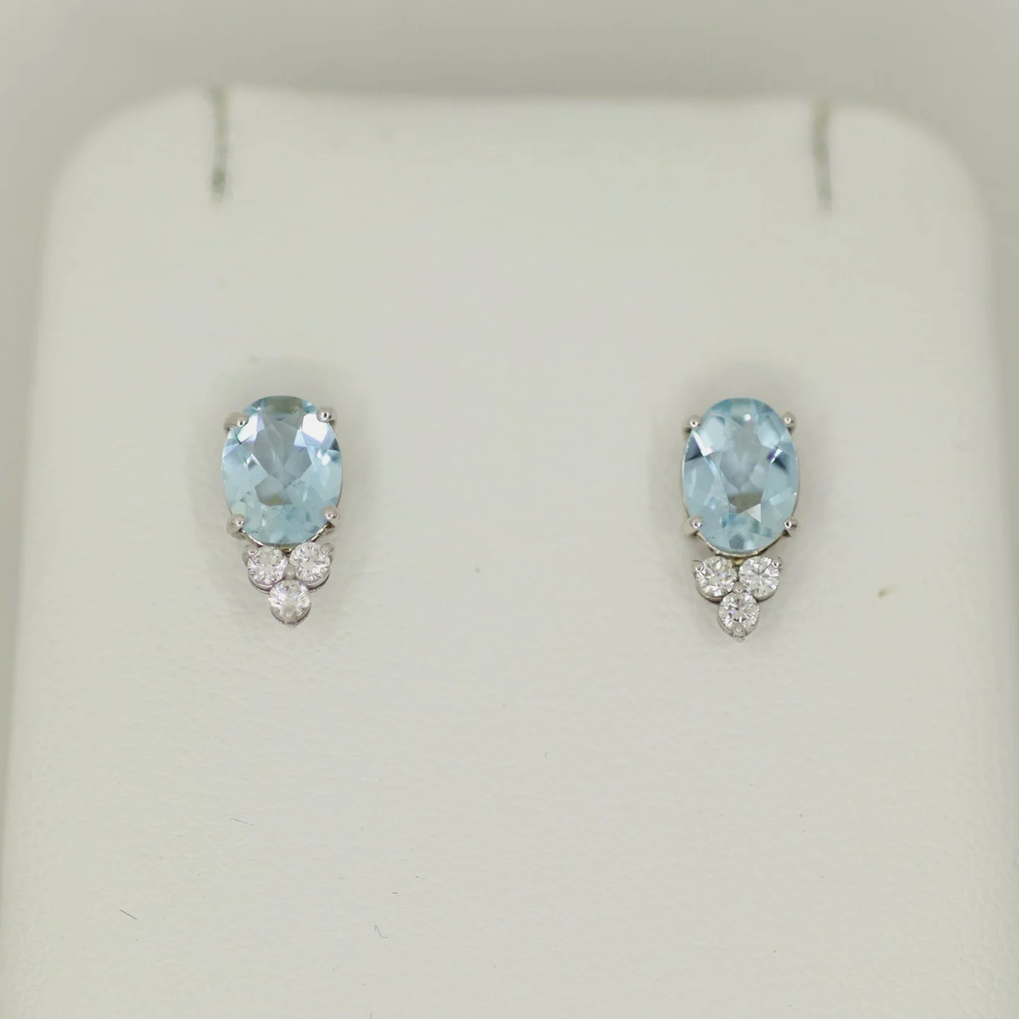 Aquamarine Diamond Accent Stud Earrings