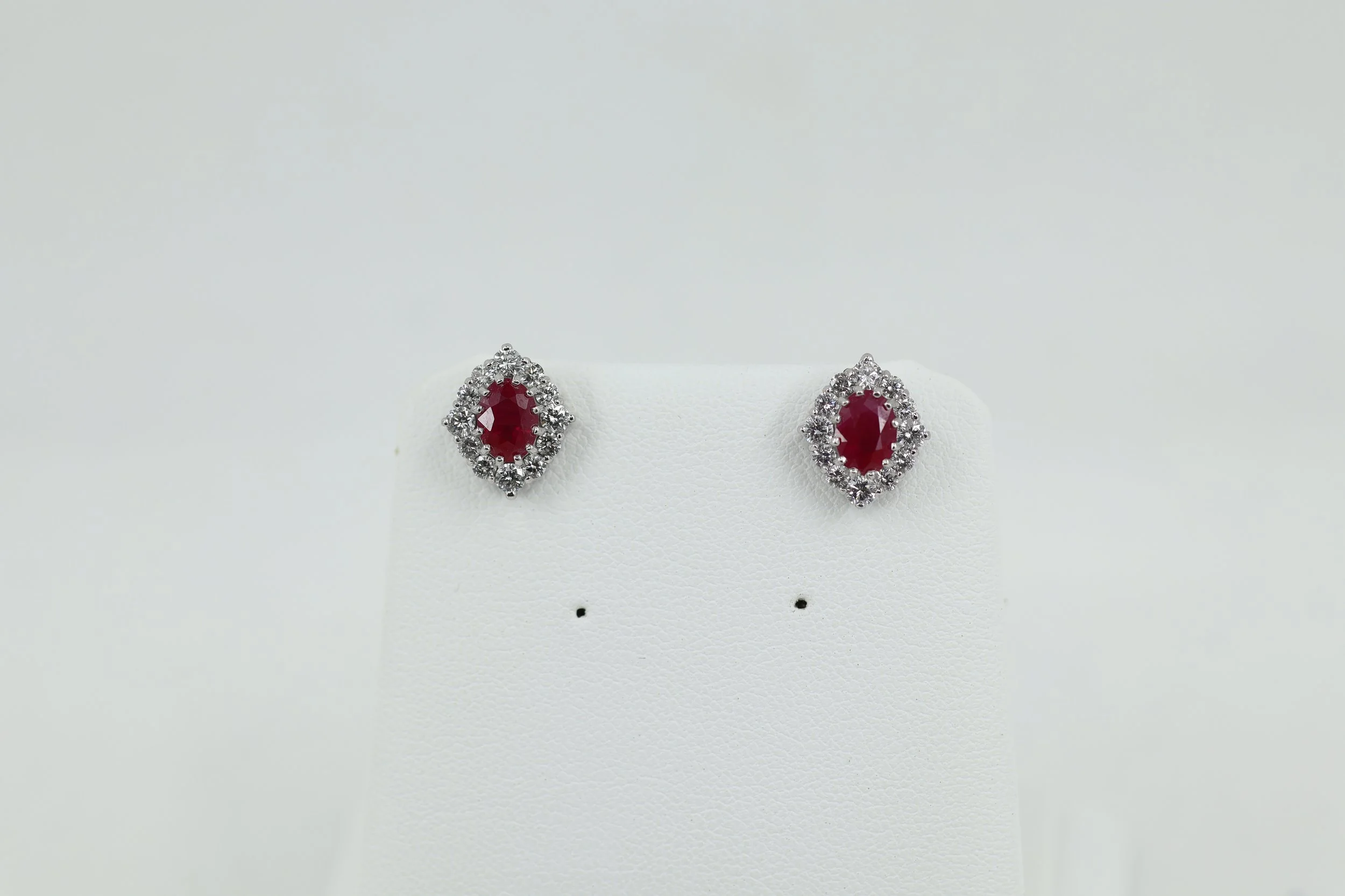 Ruby Diamond Marquise Halo Stud Earrings