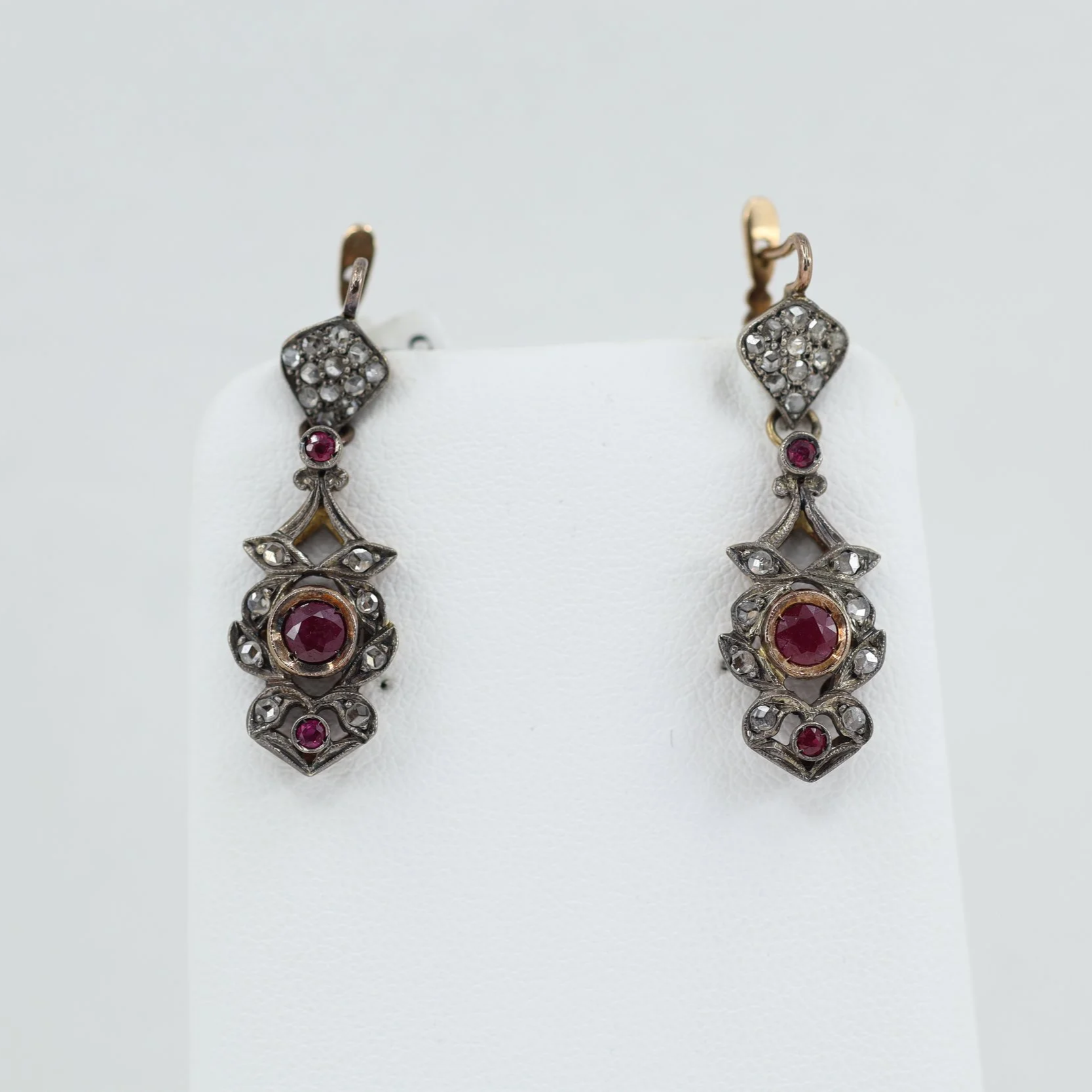 Ruby Rose-Cut Diamond Drop Earrings