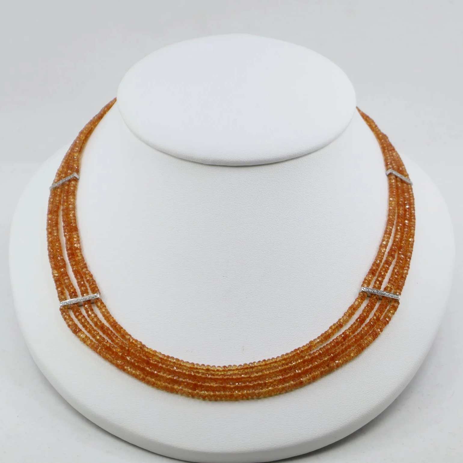 Light Orange Sapphire Multi-Strand Necklace