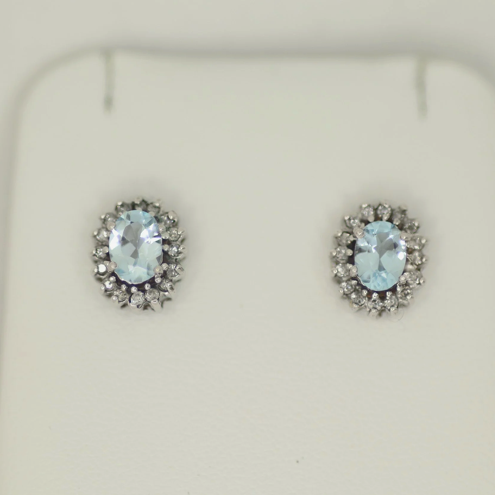 Blue Gemstone Diamond Halo Studs