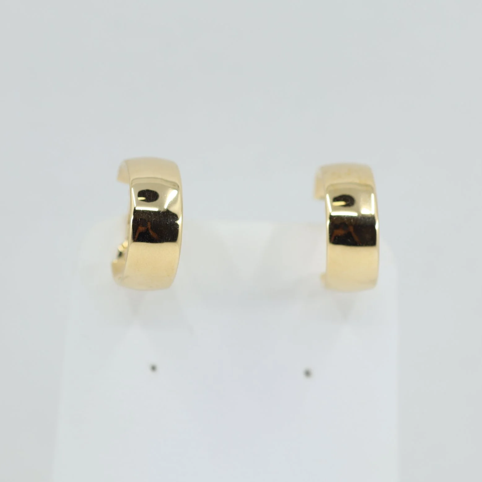Wide Polished Yellow Gold Hoop Earrings