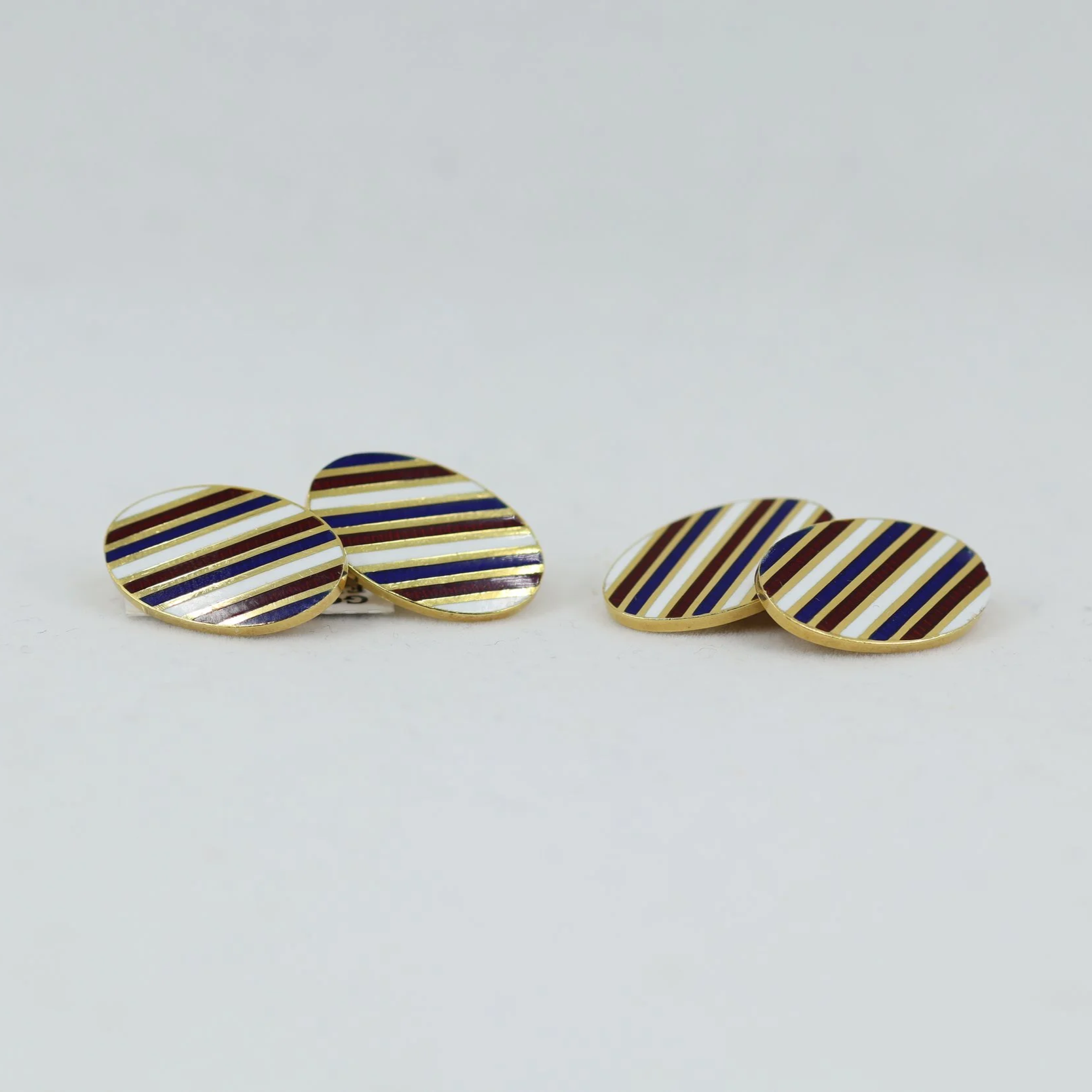 Striped Enamel Oval Cufflinks