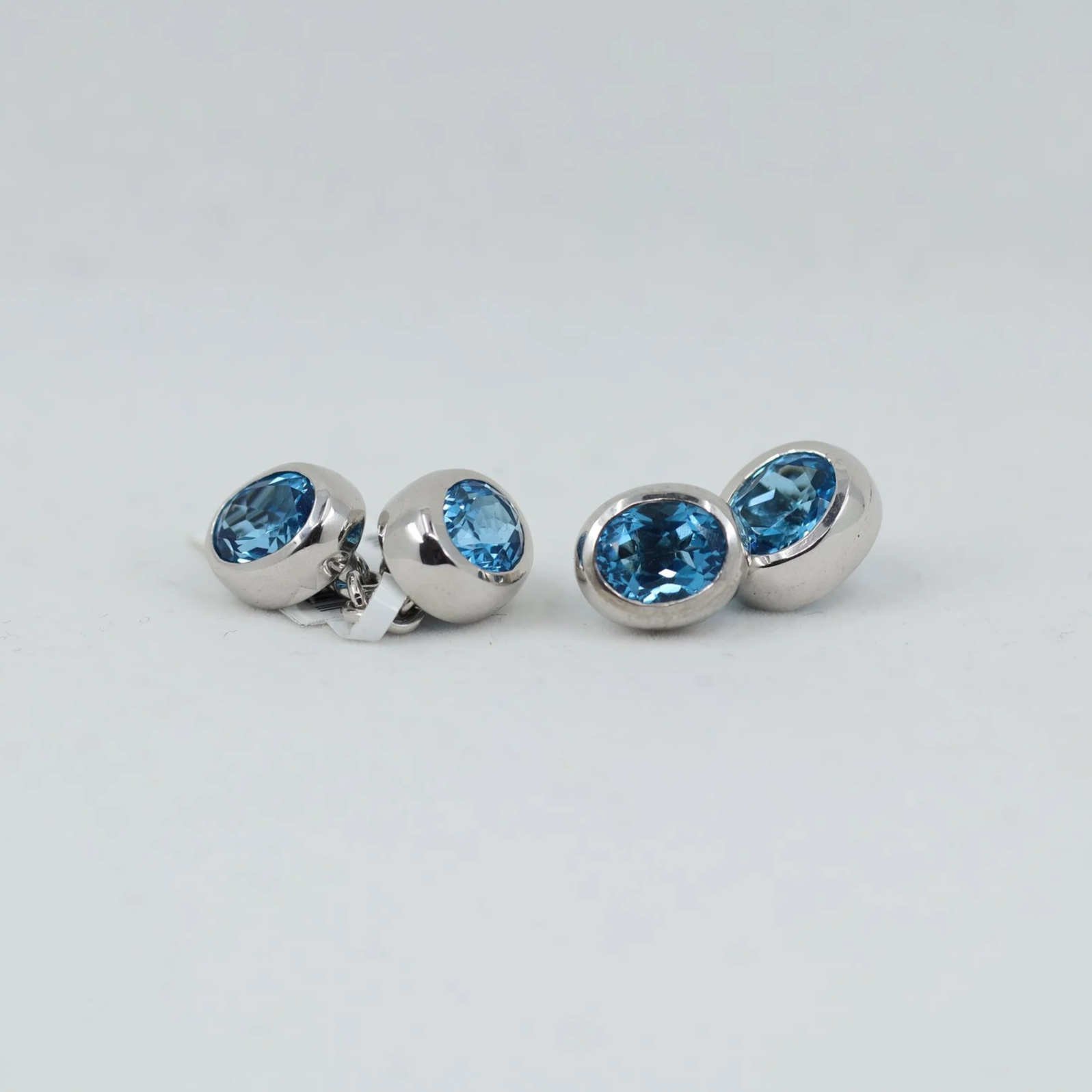 Blue Topaz Round Cufflinks