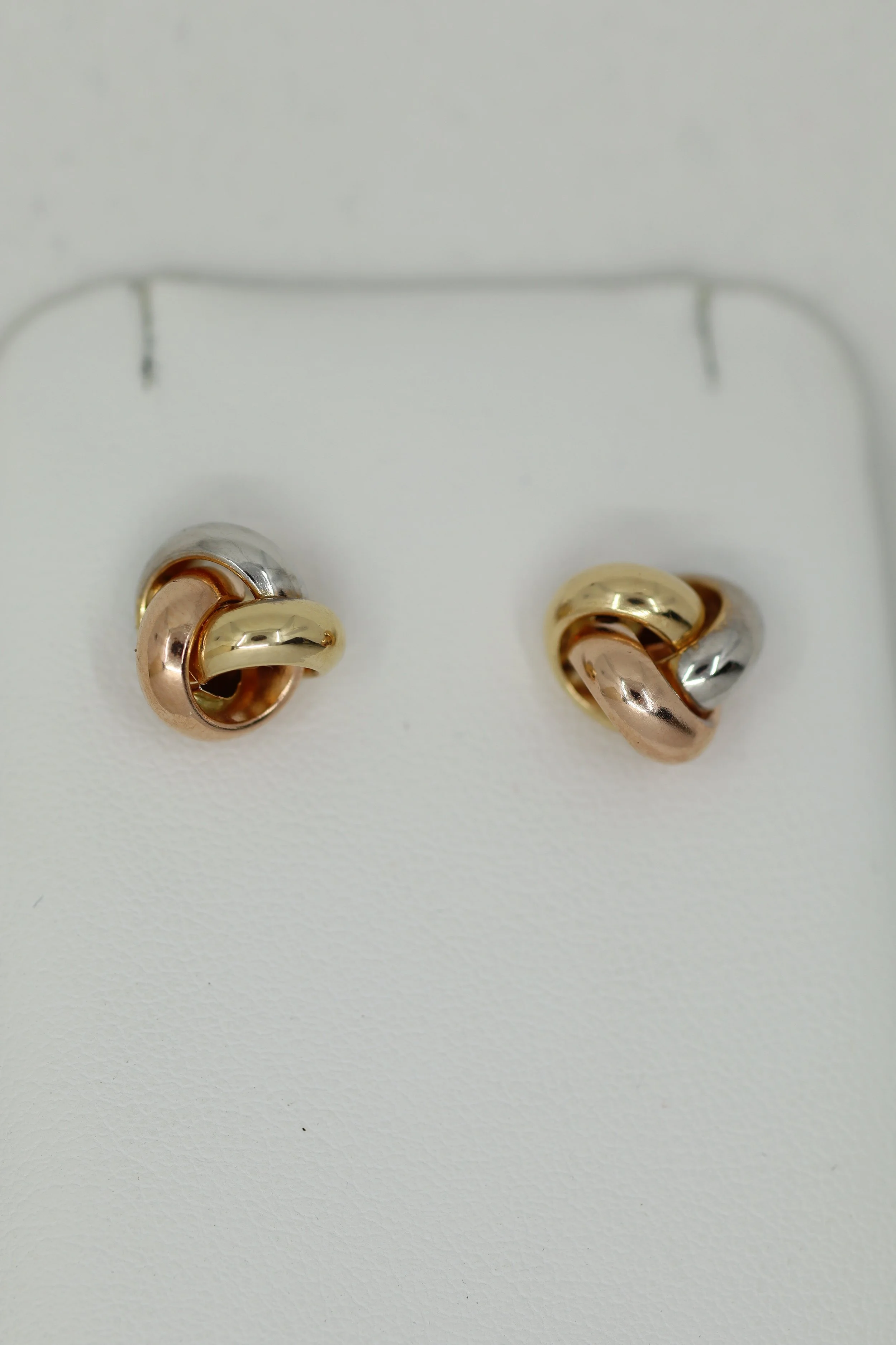 Tri-Color Knot Stud Earrings
