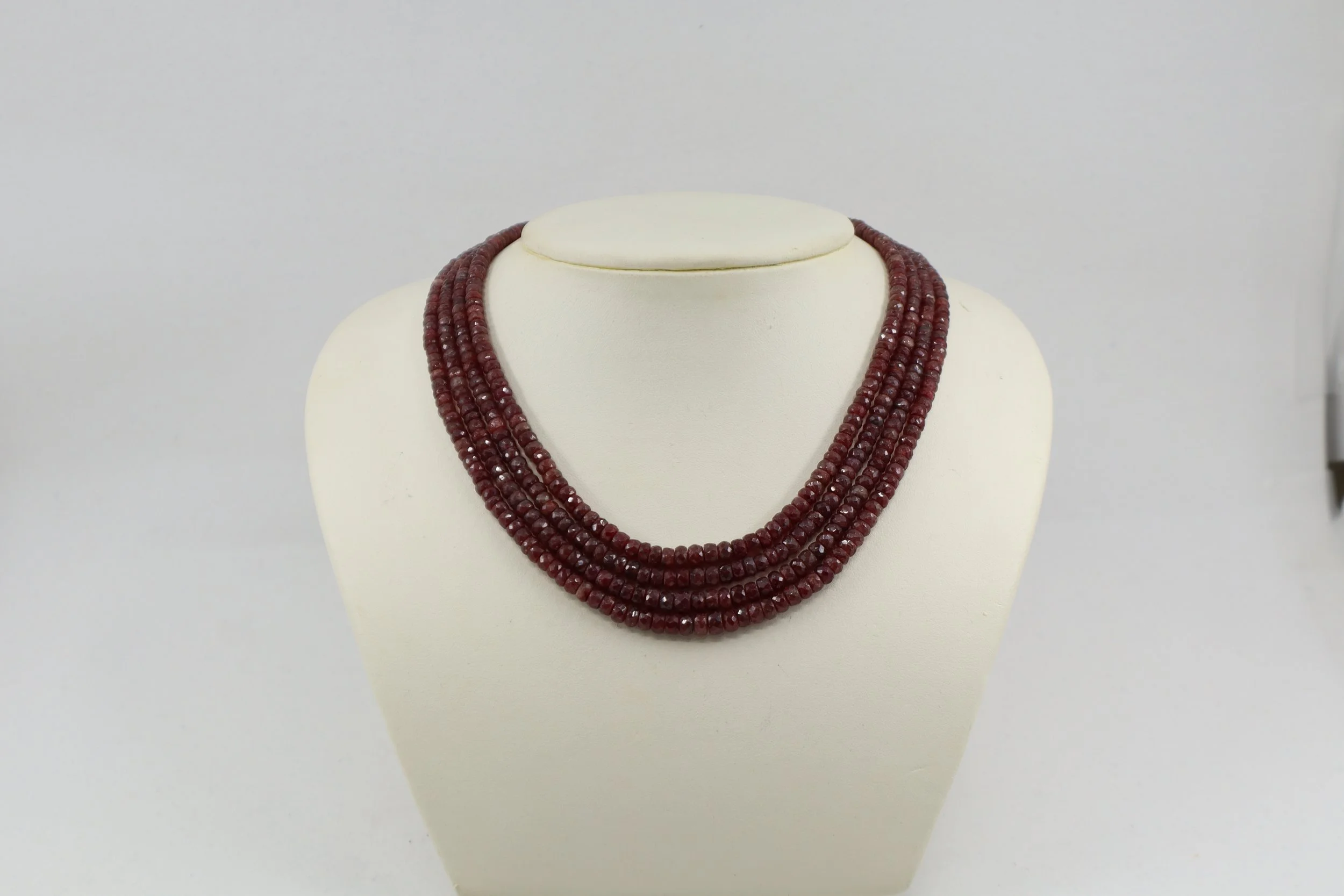 Four-Strand Ruby Bead Necklace