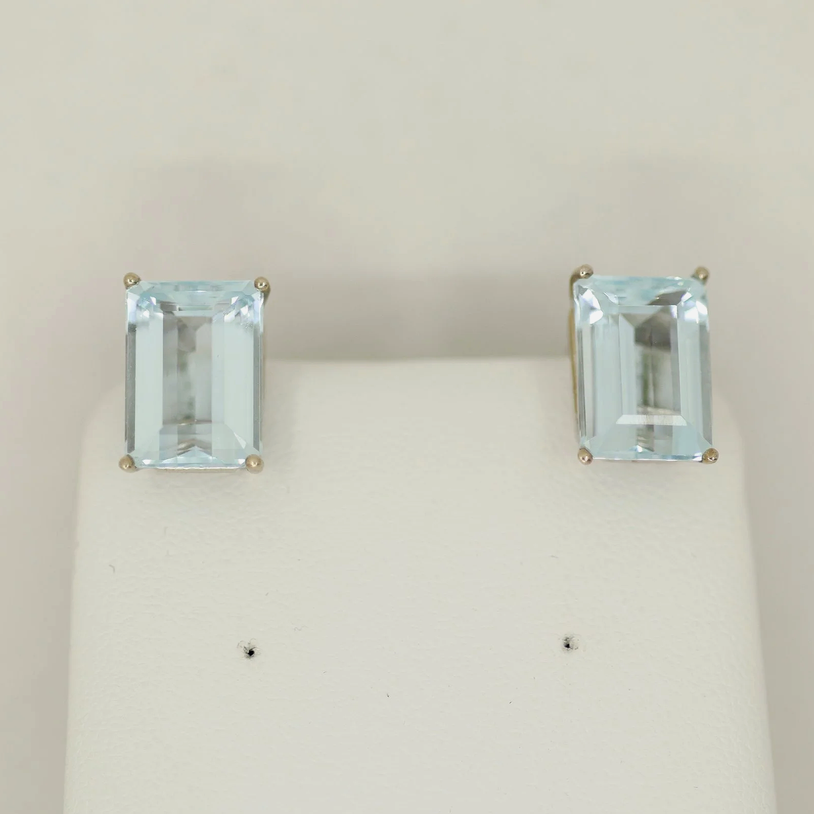 Emerald-Cut Aquamarine Stud Earrings