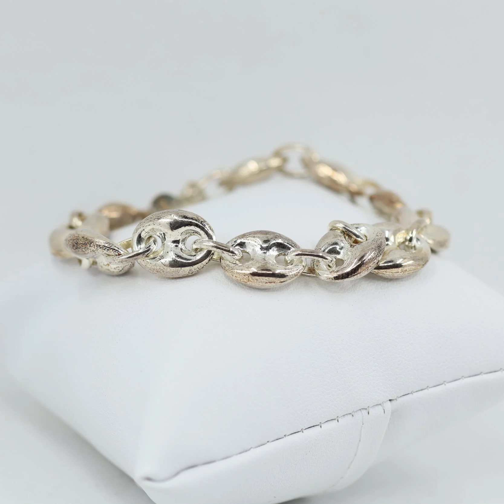 Sterling Silver Puff Gucci Link Bracelet