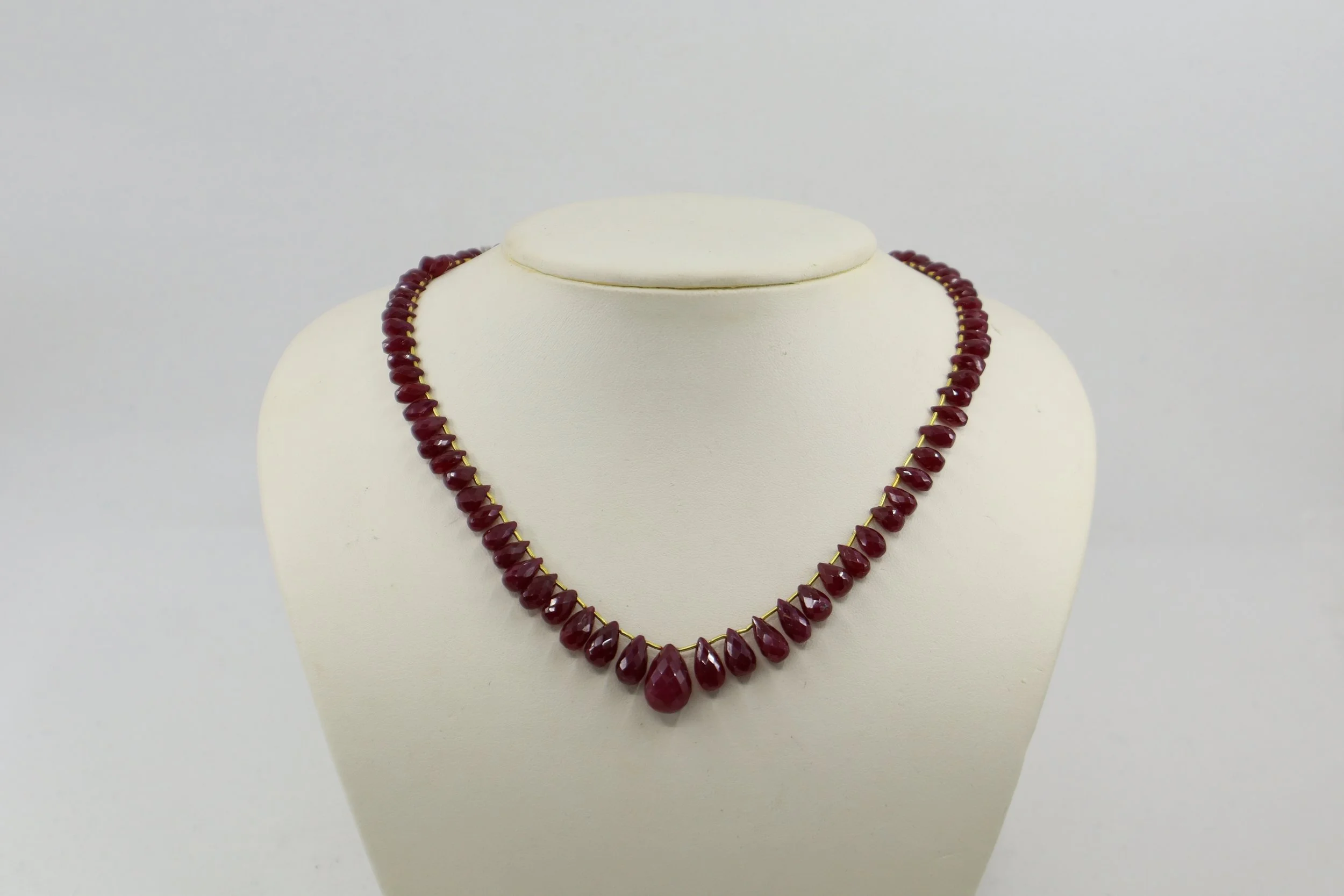 Faceted Ruby Teardrop Bead Necklace