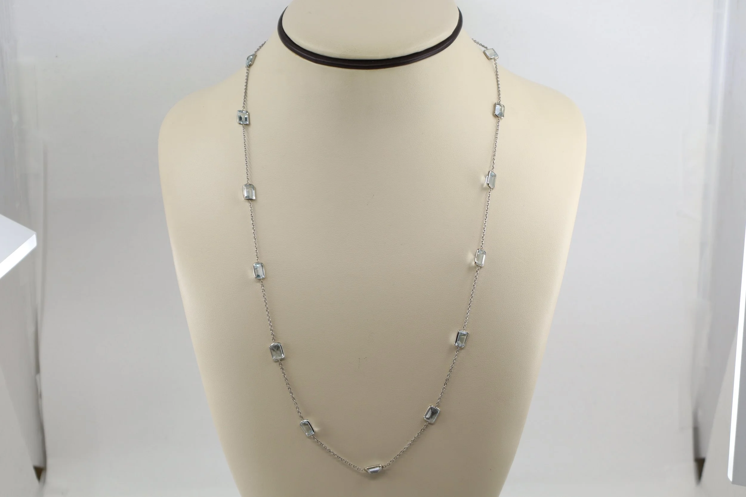 Aquamarine Station Chain Necklace
