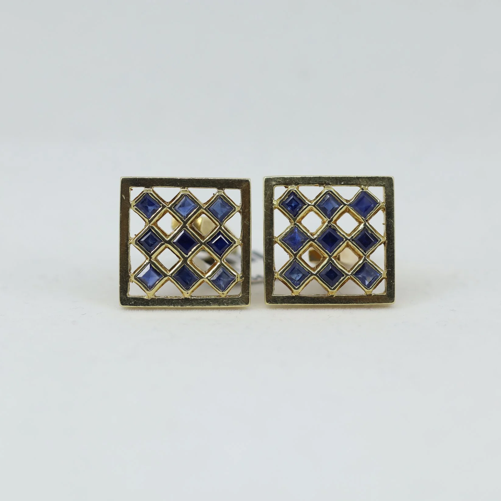 Sapphire Checkerboard Lattice Cufflinks