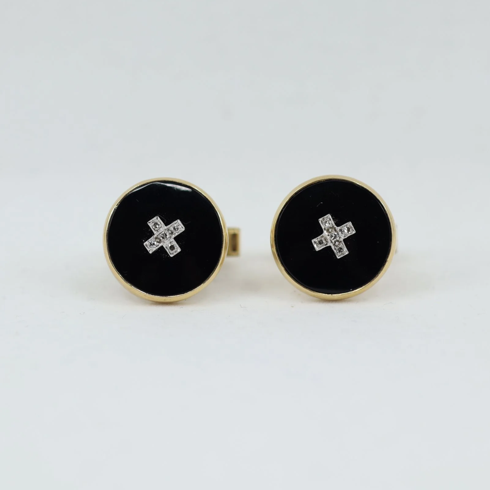 Onyx Diamond Cross Cufflinks