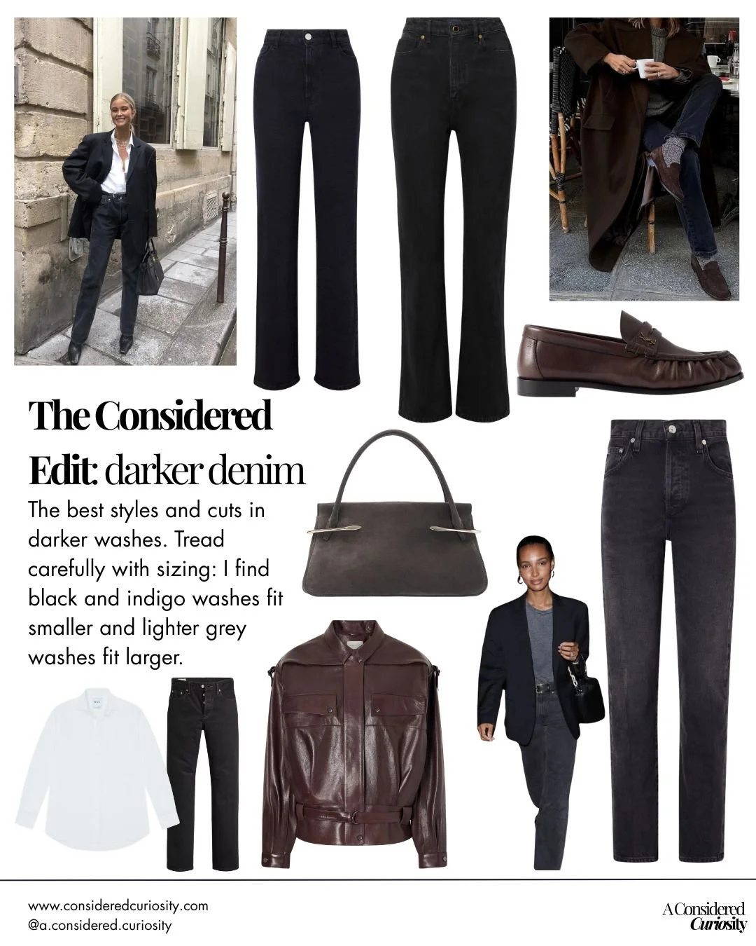 Dark denim options and styling
