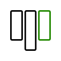 A simple black rectangular object with a bright green outline