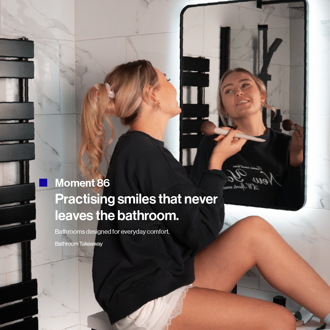 Feb 2026.
Moment 86 - Practicing smiles that never leave the bathroom.