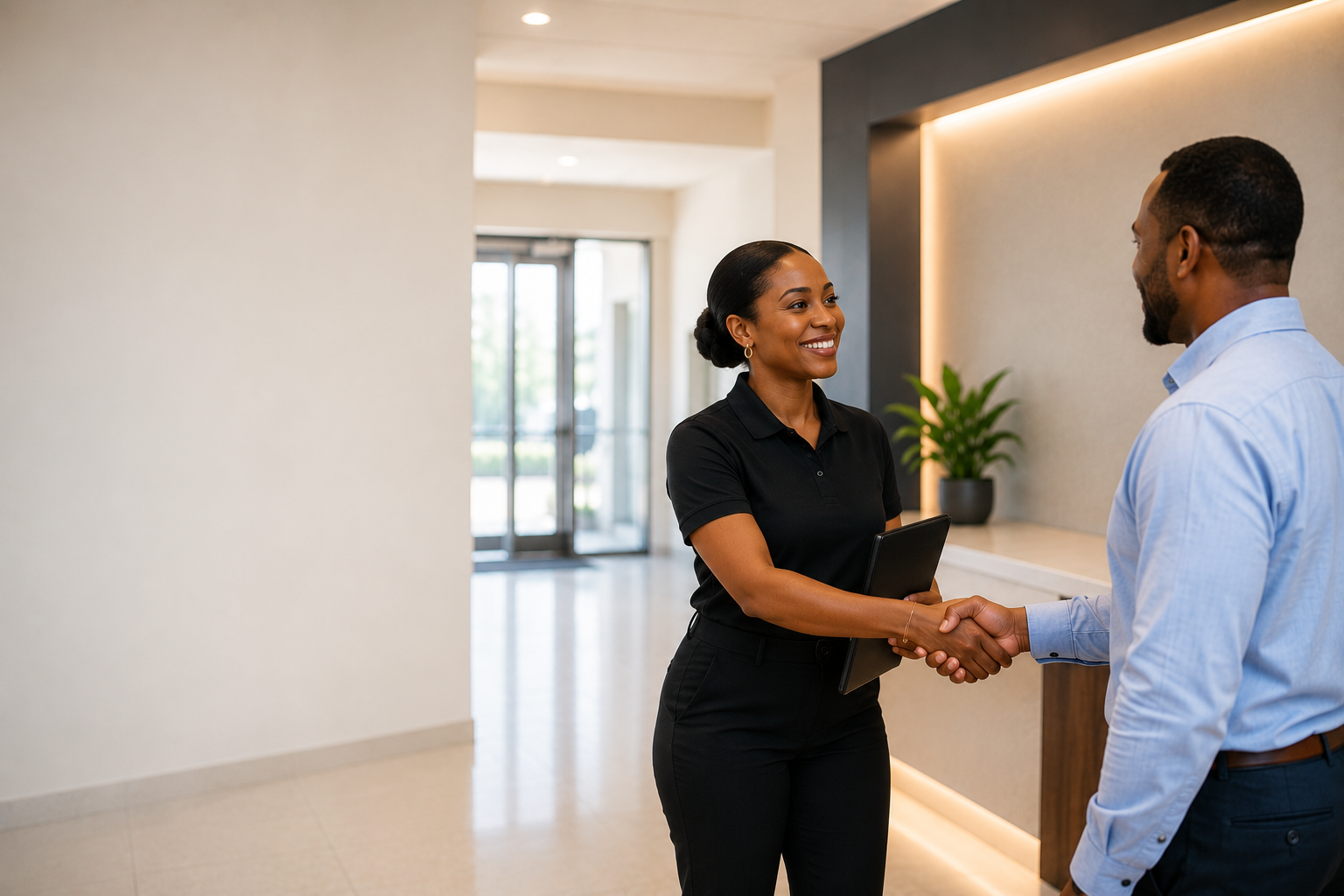 Professional handshake symbolizing trust, long-term partnerships, and exceptional customer service between Narrow Way Cleaning Services and commercial clients.