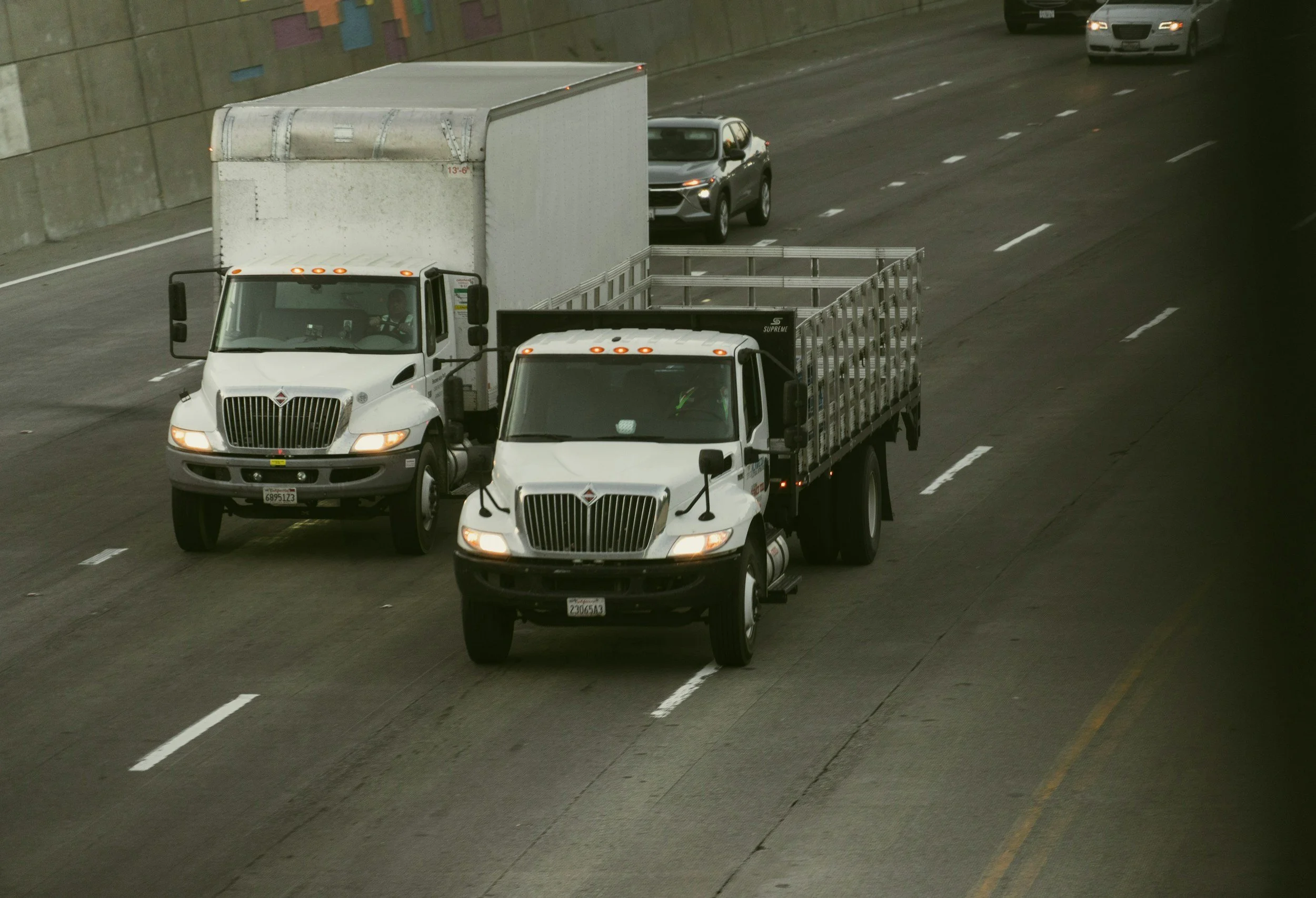 white box trucks on highway