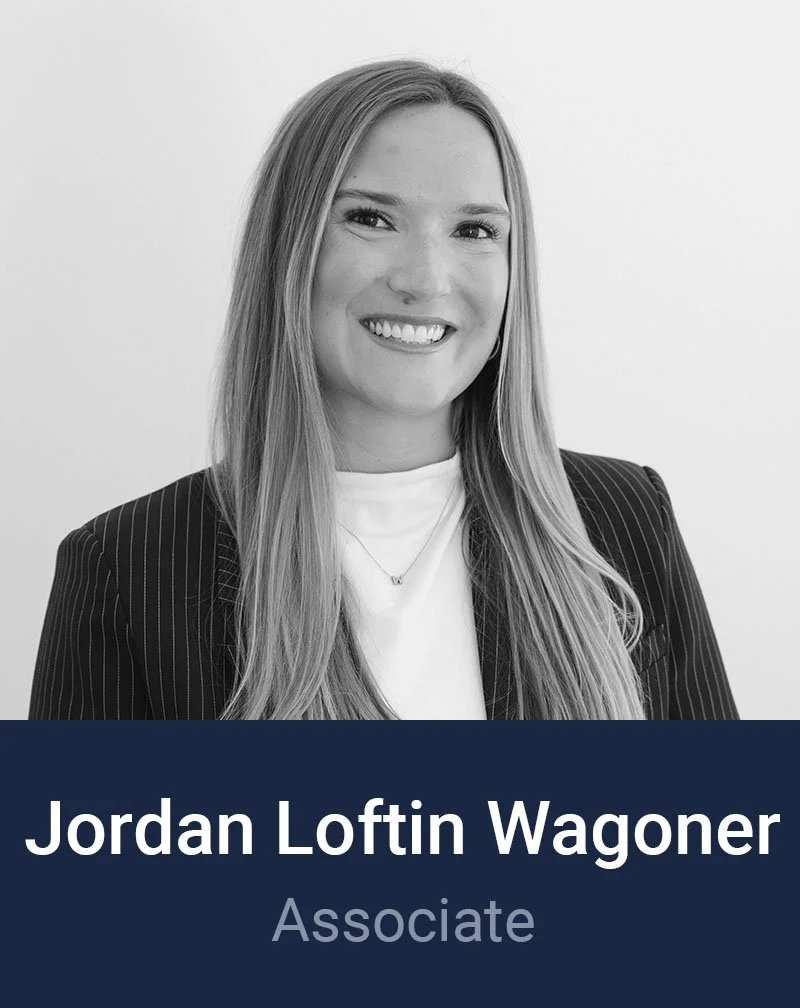 Black and white professional headshot of Jordan Wagoner, Associate at Loftin Holt Hall & Hargett LLP.