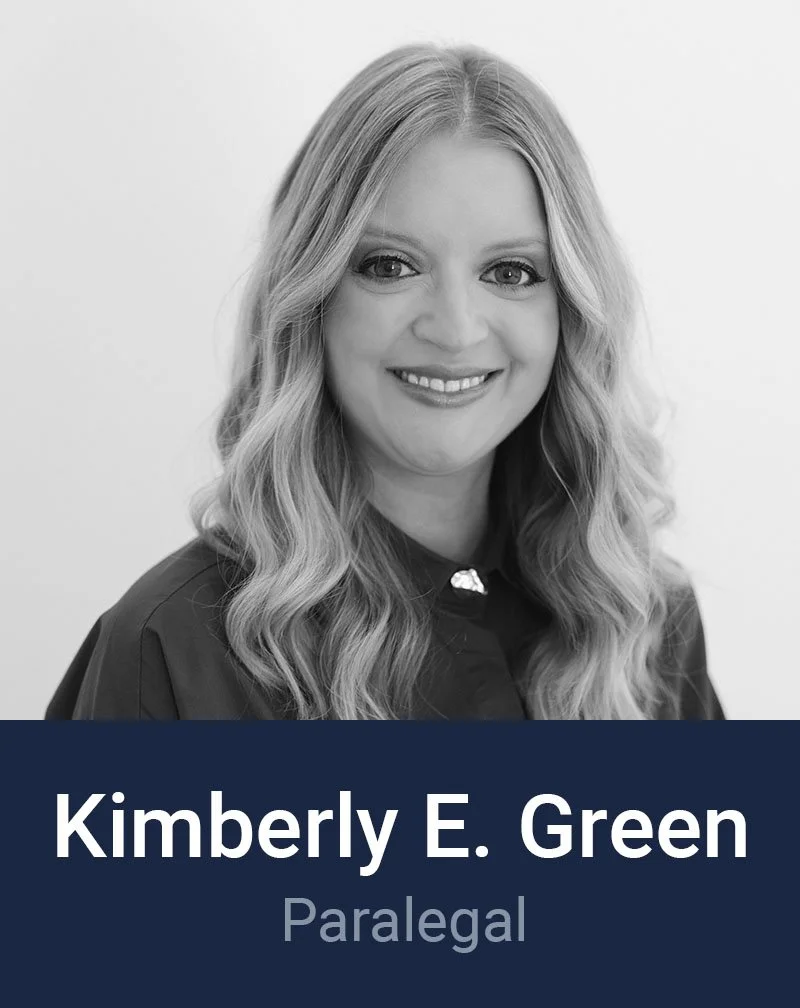 Black and white professional headshot of Kimberly Green, Paralegal at Loftin Holt Hall & Hargett LLP.