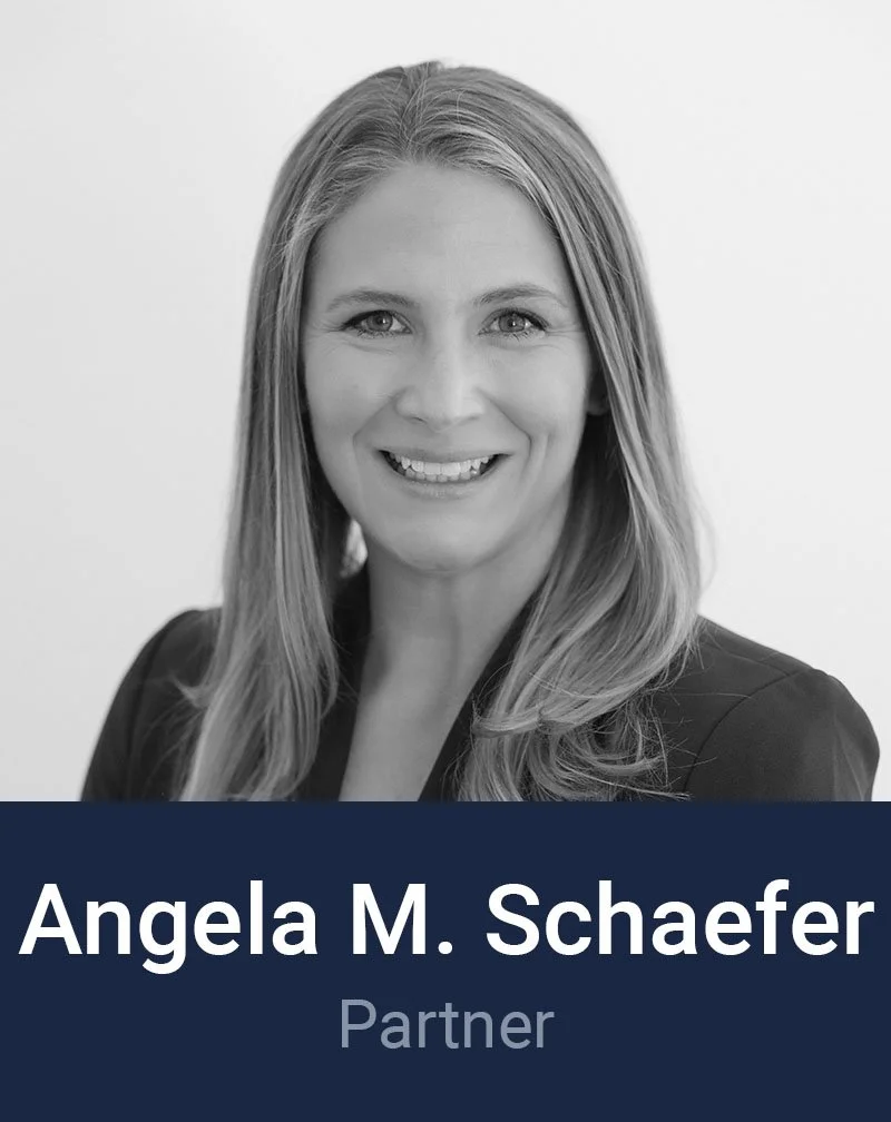 Black and white professional headshot of Angela Schaefer, Partner at Loftin Holt Hall & Hargett LLP.