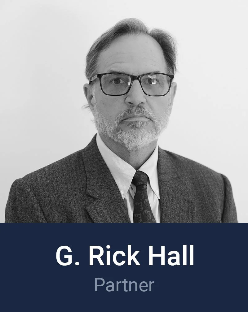 Black and white professional headshot of G. Rick Hall, Partner at Loftin Holt Hall & Hargett LLP.