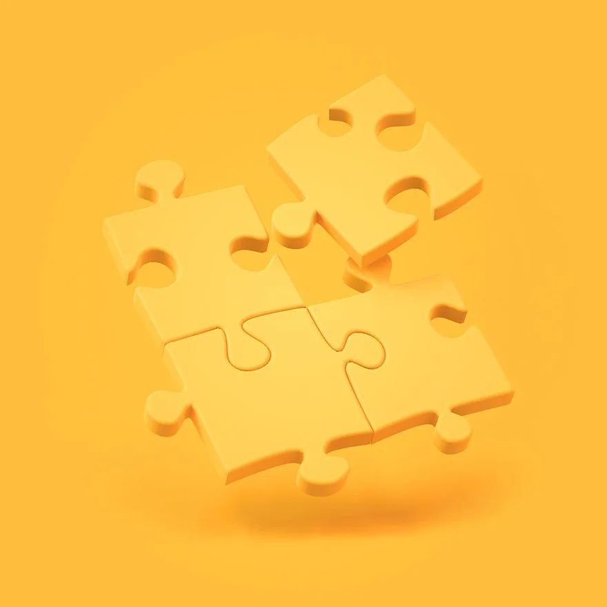 A connected set of yellow puzzle pieces