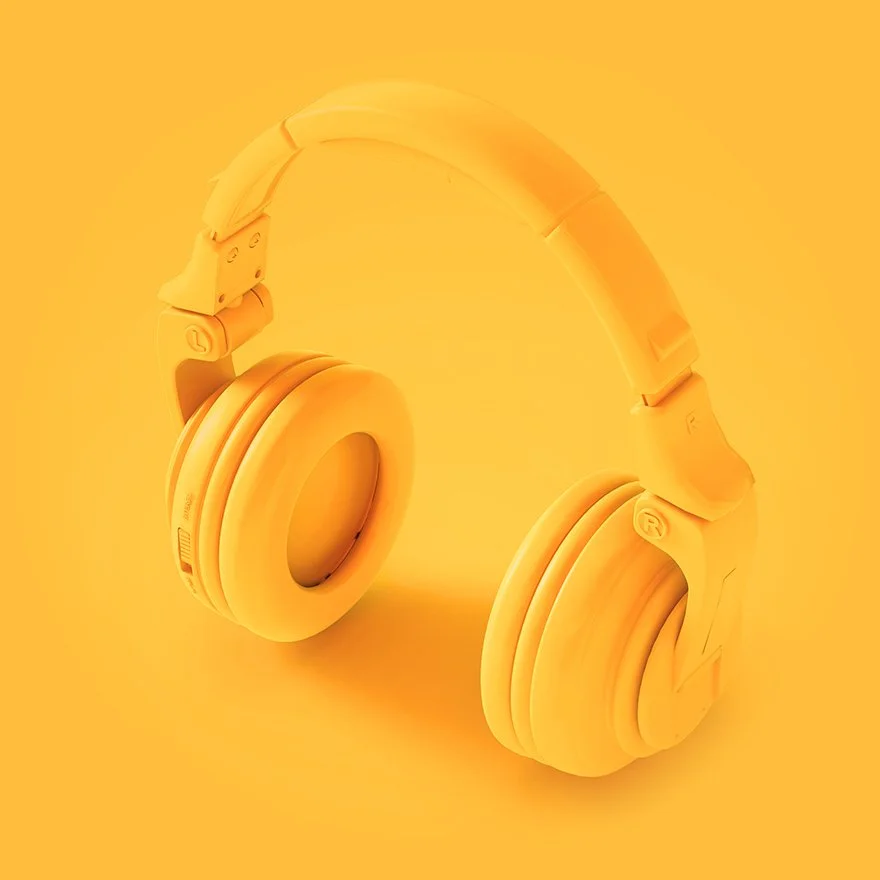 A yellow pair of headphones