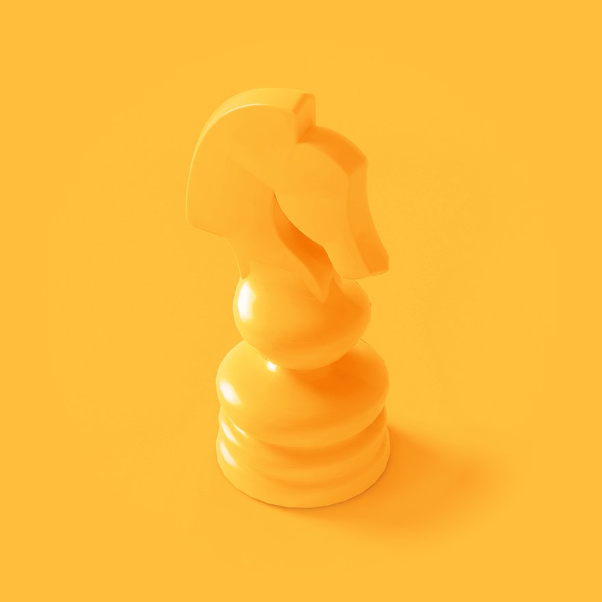 A yellow knight chess piece