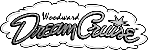 Woodward Dream Cruise logo with stylized script lettering, starburst, and cloud-shaped outline